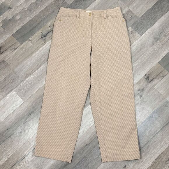 Liz Claiborne Audra Striped Straight Leg Casual Pants Tan 12 - Picture 1 of 13
